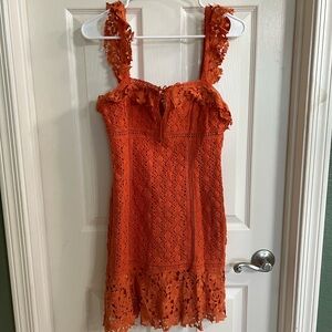 Free People Orange Lace Mini Dress